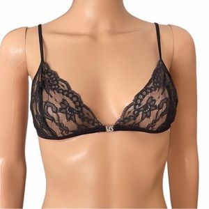 NWOT Victoria Secret Black Lace Bra Rhinestone VS